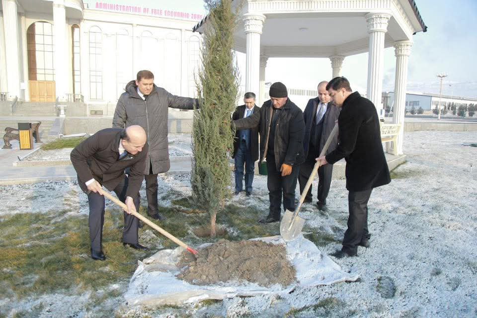 МАЪРАКАИ ШИНОНИДАНИ ДАРАХТОНИ ҲАМЕШАСАБЗ ВА АЁДАТИ СОБИҚАДОРОНИ МЕҲНАТ ДАР ДАРОМАДГОҲИ БИНОИ НАВИ МАЪМУРИЯТИ МОИ “СУҒД”